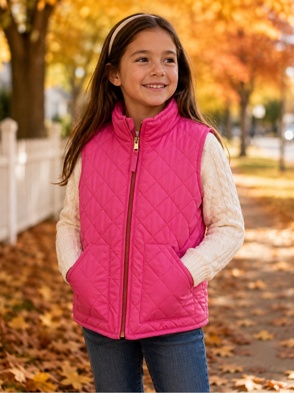 Crewcuts Quilted Pink Girls' Everyday Vest Size 6/7 EUC